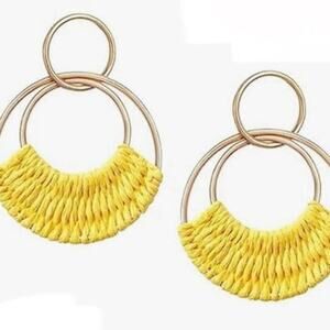 Yellow Raffia Wrapped Earrings